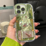 Daiiibabyyy  Cream Feather Yarn IND Forest series Wizard of Oz phone case and mirror holder for iPhone 11 12 13 14 15 16 pro max