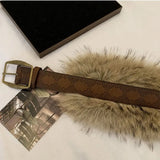 Daiiibabyyy  Fashion PU Leather Leather Fur Belt Faux Fur Rivet Furry Waistband Korean Style Spicy Girl Style Y2K Waistband Dress Decoration