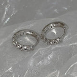 Daiiibabyyy  Silver Color Needle New Ladies Fashion High Quality Jewelry Double Row Crystal Zircon Round Silver Color Plated Hoop Earrings