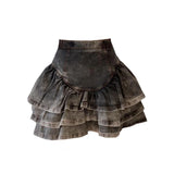 DAIIIBABYYY  -  2024 Summer Korean Retro Minimalist Fashion Sweet Short Skirt High Waist Panel Hundred Pleats Distressed Women's Mini Skirts