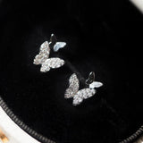 Daiiibabyyy  Sterling Silver Exquisite Sparkling Zircon Butterfly Stud Earrings for Women Classic Animal Fine Jewelry Insect Accessories