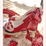 Daiiibabyyy  Japanese Vintage Gothic Style Lolita Shoes Women Sweets Polka Dot Print Lace Bow Metal Button Mary Jane Shoes Fashion Wedge Heel