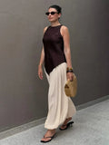 Daiiibabyyy  Loose Puff Trousers Women's See Through High Waist Patchwork Fashion Elegant Trousers Female Summer Office Lady Pants