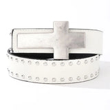 Daiiibabyyy  Unisex Punk Rock Studded Belt Gothic Metal Cross Rivet Waist Belts Vintage Hip Hop Style Belt for Women Men Fashion Waist Band