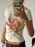 Daiiibabyyy  Harajuku Printing Cropped Fairy Tops Y2k Aesthetic Summer Casual Vintage T-shirt Women Streetwear Grunge Slim Fit Tshirts