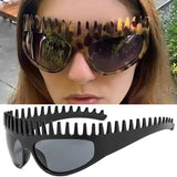 Daiiibabyyy  New Fashion Punk Black Headband Sunglasses High-End Sense Women's Sun Glasses Special Shape Outdoor Casual Sunglasses Decoration