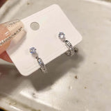 Daiiibabyyy  4Pcs/Set Silver Color Zircon Round Hoop Earrings for Women Exquisite Simple Metal Small Circle Huggie Earrings Jewelry Gifts