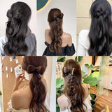 Daiiibabyyy  Synthetic Clamp Type Bowknot Hair Bun Black Brown Clamp Type Ponytail Hair Extensions Elegant And Natural Hair Accessories
