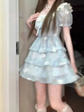 DAIIIBABYYY  -  Japan Princess Dress For Women Sweet Cute Mini Dress Kawaii Slim Puff Sleeve Ball Gown Summer Dress
