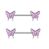 DAIIIBABYYY  -  1 Pair Stainless Steel Love Heart Shape Nipple Piercing Cubic Zirconia Butterfly Crown Barbell Tongue Piercing Body Jewelry