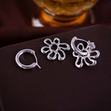 Daiiibabyyy  Fashion Silver Color Hollow Heart Drop Earrings for Women Exquisite Metal Geometric Circular Ear Buckle Earrings Jewelry Gifts