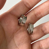 Daiiibabyyy  Luxury Top Quality Smooth Star Zircon Hoop Earrings for Women Girls Metal Chunky Sun Rhinestone Ear Buckle Punk Y2K Jewelry