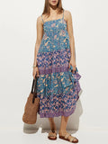 Daiiibabyyy  Fashion Hight Waist Loose Party Dress Sexy Sleeveless Floral Printed Women's Long Dresses Vintage Backless Spaghetti Strap Dress