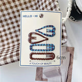 Daiiibabyyy  Retro Morandi Plaid BB Hair Clips Korean Style Early Autumn Daily Side Bang Clip Nape Baby HairClips for Women and Girls 1 Set