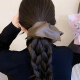 Daiiibabyyy  Korean Square Pleated Pattern Hair Ring Ins Fashion Simple High-end Hair Tie Temperament Hair Accessory