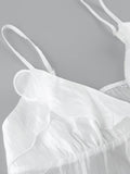 Daiiibabyyy  Women Sexy Stain Ruffled Strap Top Lady Chic Lace Up See Though Thin Short Shirt New Summer Vacation Daily Street Blouse