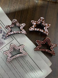 Daiiibabyyy  1pcCoffee colored star shaped clip, sweet and girlish heart, high ponytail hair clip, back of the head hair clip, hair accessory