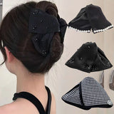 DAIIIBABYYY  -  Elegant Large Rhinestones Bow Hair Claw Crab Pearls Hairpins Women Girls Sweet Hair Ornament Hair Clips Fashion Hair Accessories