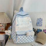 Daiiibabyyy  All Match High-capacity Backpack Women Students Travel Schoolbag Sweet Y2k Aesthetic Letter Print Dots Plaid Patchwork Backpacks