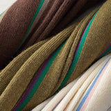 Daiiibabyyy  1pc Loose Mouth Vertical Stripe Stockings Knee-high Stitching Slimming Piled Women's Socks 2025 New Fashion Autumn Winter