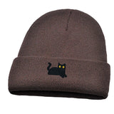 Daiiibabyyy  Sweet Cute Embroidered Cat Knitted Hat Warm Wool Knit Cap Ear Protection Embroidery Winter Caps Sports