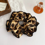 Daiiibabyyy  Women's Hair Tie Fashionable Leopard Print Large Intestine Hair Band Korean Style Scrunchies Versatile Chic Ponytail Hair Tie