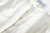 Daiiibabyyy  Sexy White U Collar Metal Hook Buttons Short Puff Sleeve Shirt Women Tie Bow Shoulder Center Slim Crop Tops Black