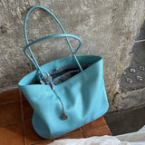 Daiiibabyyy  New Large Capacity Soft Leather Tote Bags Women's Versatile Commuter Handbag Elegant Simple Trendy Single Shoulder Bag