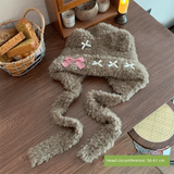 Daiiibabyyy  Cute Thickened Bear Ears Knitted Hat Warm Soft Bear Hat Windproof Coldproof Lei Feng Hat Winter Season Women Wear