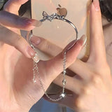 Daiiibabyyy  Minimalist Double Layer Butterfly Bracelet for Women Exquisite Silver Color Butterfly Bracelet Aesthetic Party Jewelry Gifts