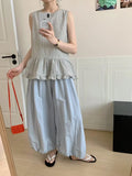 DAIIIBABYYY  -  Back Single Breasted Black Fungus Edge Checkered Vest Women Summer New Retro Age Reducing Sleeveless Shirt Top