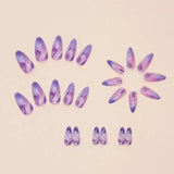 Daiiibabyyy  Manicure Long Almond False Nails Purple French Press on Nails Detachable Cat's Eye Cherry Fake Nials DIY