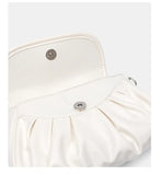Daiiibabyyy  Elegant Pink Bow Rhinestone Underarm Bag Sweet Lolita Pleated Shoulder Bags Portable Bow Handle Handbag Cute Ita Purse Trendy