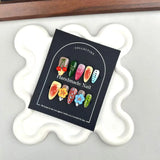 DAIIIBABYYY  -  10pcs Handmade Press on Nails 3D Colorful Flower Cherry Design False Nails Wearable European Almond Shaped Fake Nail Patches