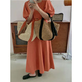 Daiiibabyyy Hollow Weaving Hand Bag Paper Rope Hand-Woven Bag Summer Handmade Fashion Casual Simple Elegant Portable Ladies Gifts