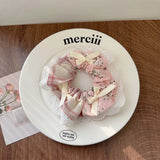 DAIIIBABYYY  -  Spring Summer Comely Small Floral Large Intestine Hair Band Mori Sweet Girl Plaid Lace Hair Rope New Female Pastoral Rubber Band