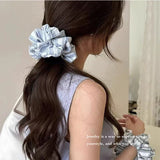 Daiiibabyyy  Korean Stripe Hair Scrunchies Tie Elegant Simple Large Hair Ropes Rubber Bands Ponytail Headwear Hair Accessories For Girls New