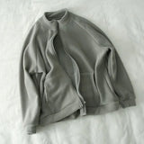 Daiiibabyyy  Double-sided Sweatshirt for Women Plus Velvet Winter Thick Loose Versatile Collar Zipper Sweatshirt Casual Sports Cardigan