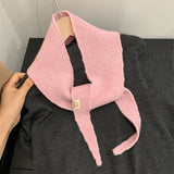 Daiiibabyyy  Sophie Scarf Niche Design 100% Wool Scarf Female Atmosphere Versatile Scarf Lazy  French Neck Scarf Tide Streetwear Scarves