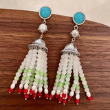Daiiibabyyy  Crystal beaded niche light luxury temperament high-end earrings