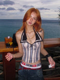 DAIIIBABYYY  -  Hot Girl Sexy Sailor Collar Vest Women's Summer Retro Halter Neck Slim Fit Striped Vest Fashion Female Clothes