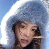 Daiiibabyyy  Lamb Fur Cap Solid Color Men Women Pilot Hat Anti-cold Warmer Faux Fur Pilot Cap Adjustable Soft Ear Protection Hat Daily