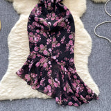 DAIIIBABYYY  -  Elegant sweet  asymmetrical print o-neck puff Sleeve Dress Vacation Slim Women Party mermaid summer dresses