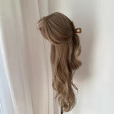 Daiiibabyyy  Brown Long Hair Chemical Fiber Synthetic Wig Big Wave Simulation Lolita Long Straight Wig Women's Wig