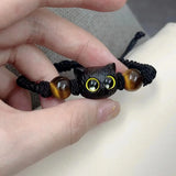 DAIIIBABYYY  -  Natural Moonstone Obsidian Bracelets Minimalist Fidget Bracelet Handmade Cute Black White Cat Bracelet Jewelry Party Accessories