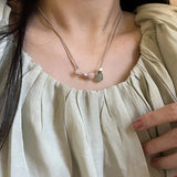 DAIIIBABYYY  -  National Style Color Beads Butterflies Necklace Female Temperament Thin Rope Collarbone Chain Adjustable Chain Jewelry