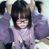 Vintage Japanese Small Black Square Frame Glasses Y2K Sweet Cool Spicy Girl Anti Blue Light Cosplay Photography Eyeglasses