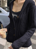 Daiiibabyyy  New Autumn/Winter Fashion Casual Long Sleeve V-neck Knitting Solid Color Loose Fit Single Breasted Sweater,4 Colors