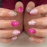 Daiiibabyyy  24Pcs Irregular Gilded Design False Nails 3D Flower Full Cover Nails Tips Short Almond Detachable Artificial Press on Fake Nails