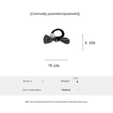 DAIIIBABYYY  -  Celebrity Classic Style Striped Pearl Bow Black and White Color Matching Towel Ring Hair Band Texture Hair Rope Hair Accessories